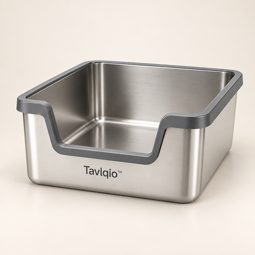 Tavlqio™ Deep Stainless Steel Cat Litter Box image 01
